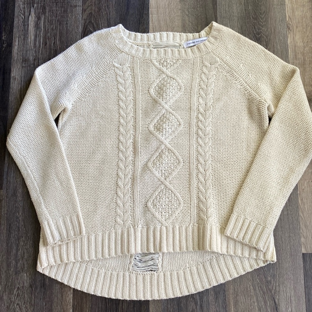 Cupcakes and Cashmere Wool Distressed sweater